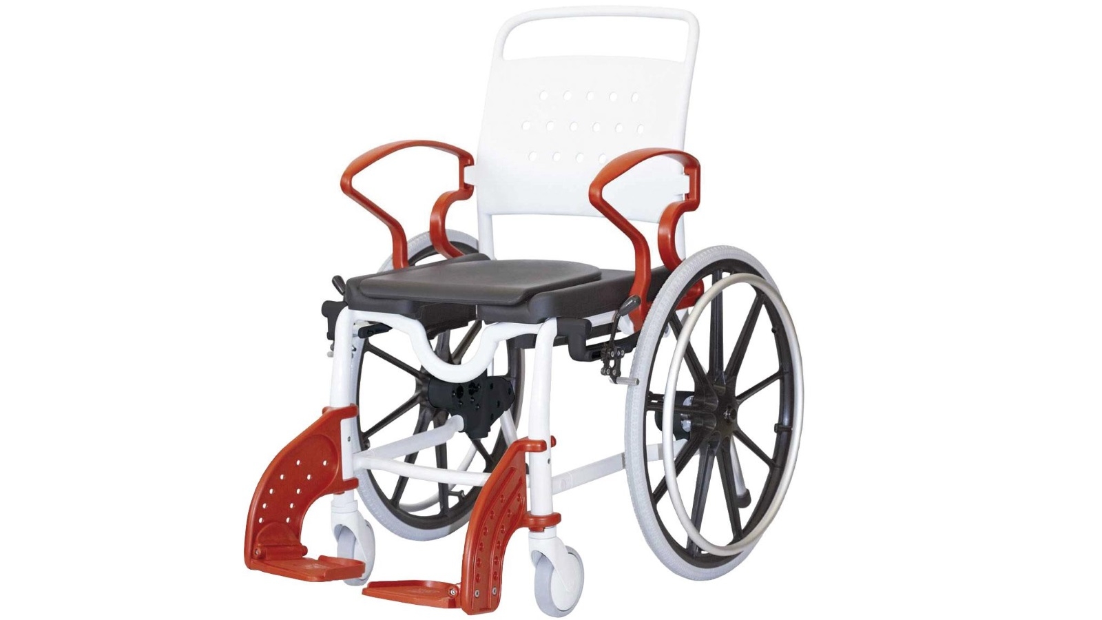 Rebotec Genf Self Propelled Shower Commode Wheelchair - Red