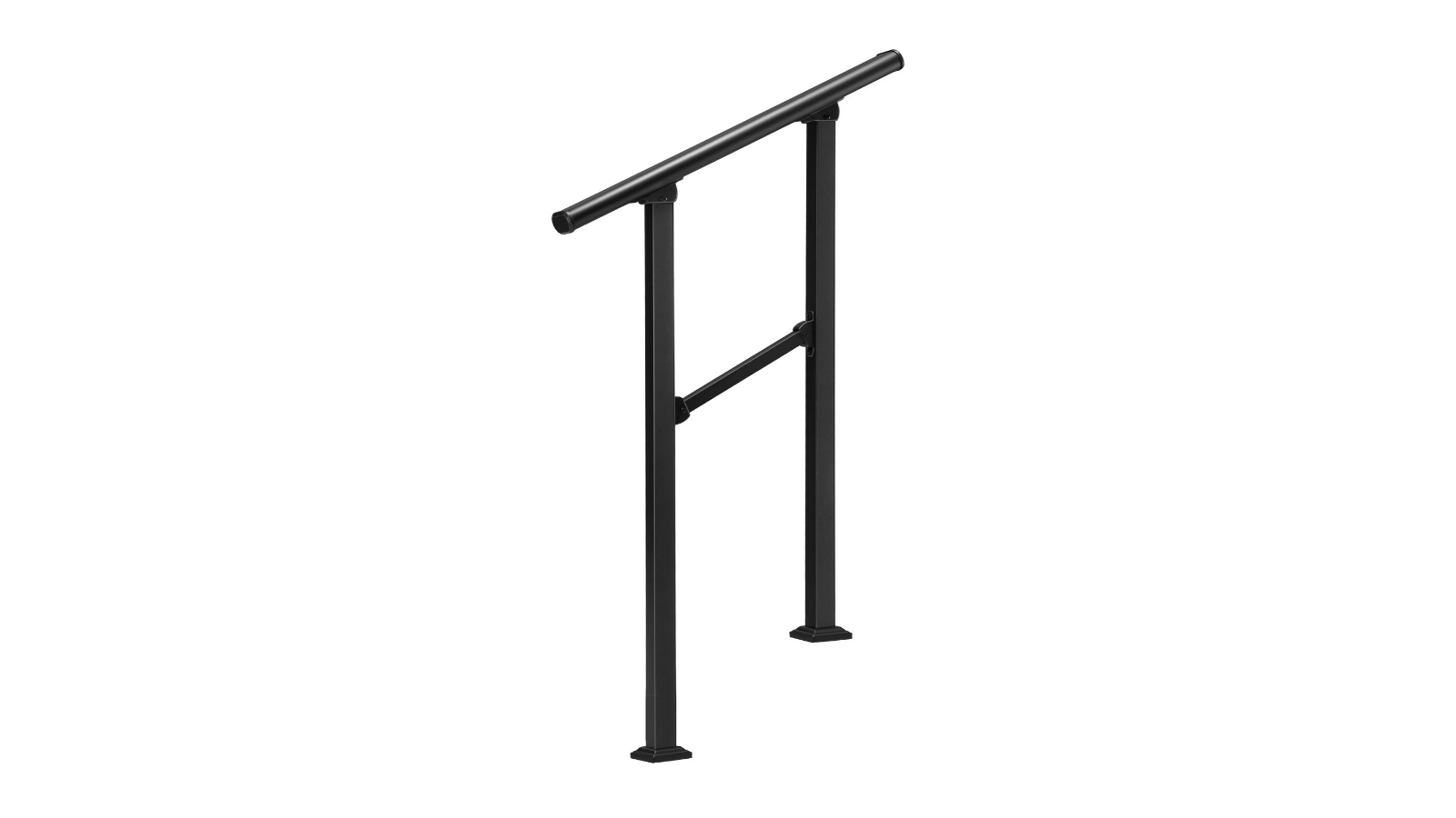 Stair Handrail 1-2 Steps Black Metal Adjustable Safety Guard Kit for Outdoor Staircase Deck