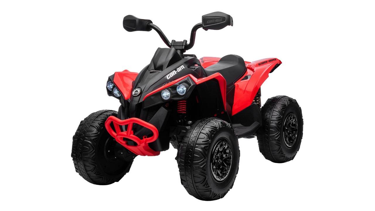 Can-Am 12V Electric ATV Quad Bike with LED MP3 Bluetooth Rechargeable Battery - Red