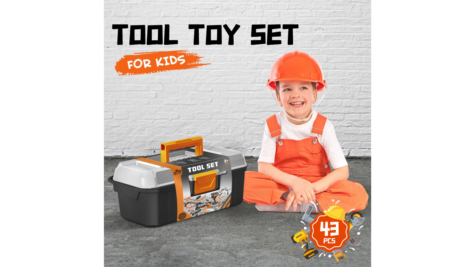 43 Piece Kids Toolbox Playset