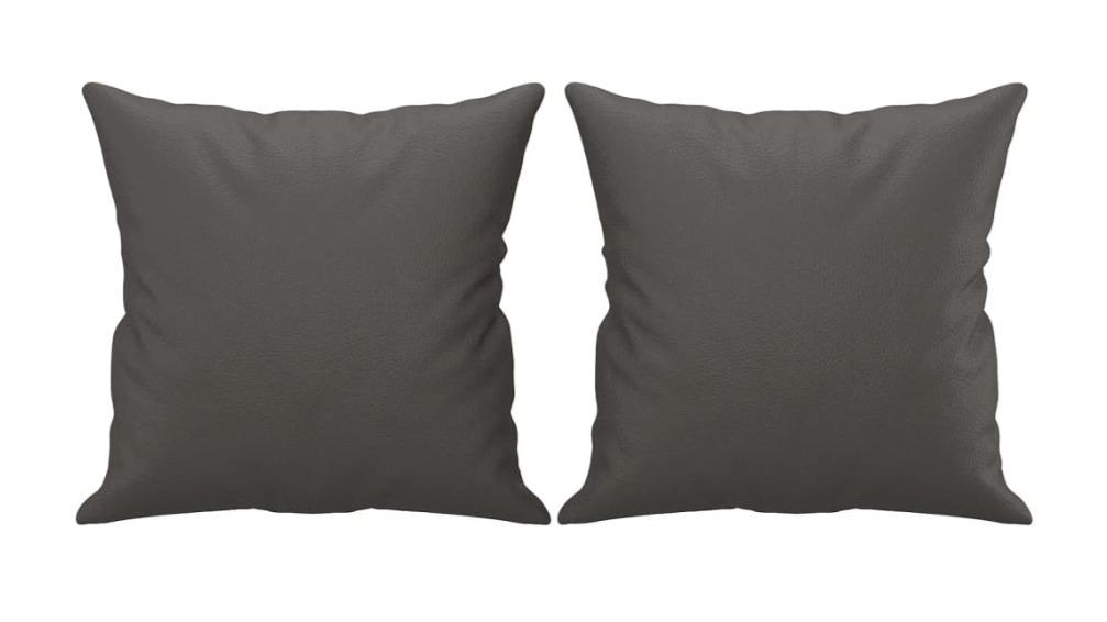 vidaXL 2 Piece 40 x 40cm Faux Leather Throw Pillow - Grey