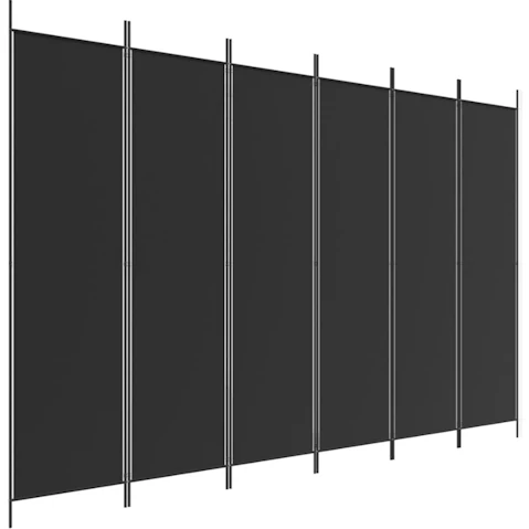 vidaXL 6-Panel Black Fabric Room Divider