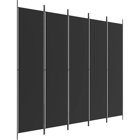 vidaXL 5-Panel Black Fabric Room Divider