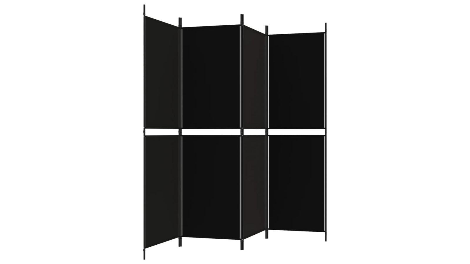 vidaXL 4-Panel Black Fabric 200 x 180cm Room Divider