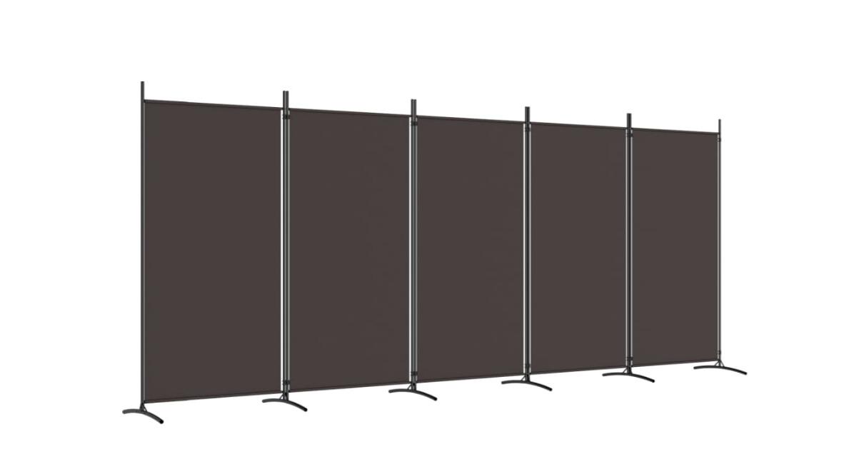 vidaXL Brown 5-Panel Fabric 433 x 180cm Room Divider