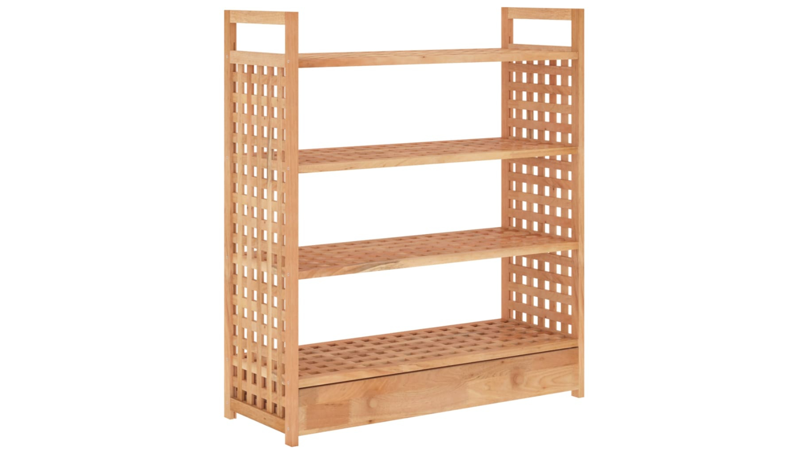 vidaXL Solid Wood 70 x 27 x 81cm Shoe Rack with Drawer - Walnut