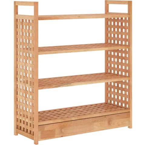vidaXL Solid Wood 70 x 27 x 81cm Shoe Rack with Drawer - Walnut