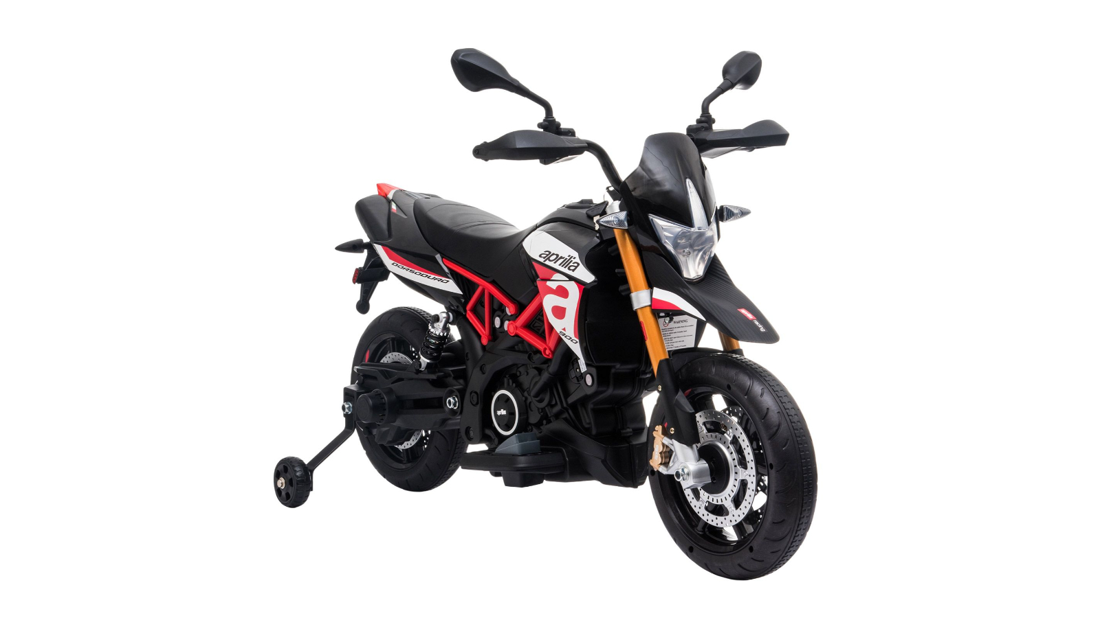 Aprilia Dorsoduro 12V Battery Motorbike with LED Light Music Training Wheel 