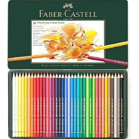 Faber-Castell Polychromos 36 Artist Colour Colouring Pencils Tin Set