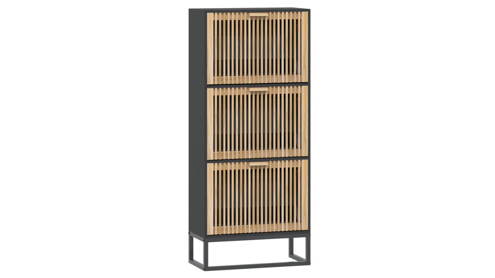 vidaXL 52 x 25 x 120cm Engineered Wood Shoe Cabinet - Black