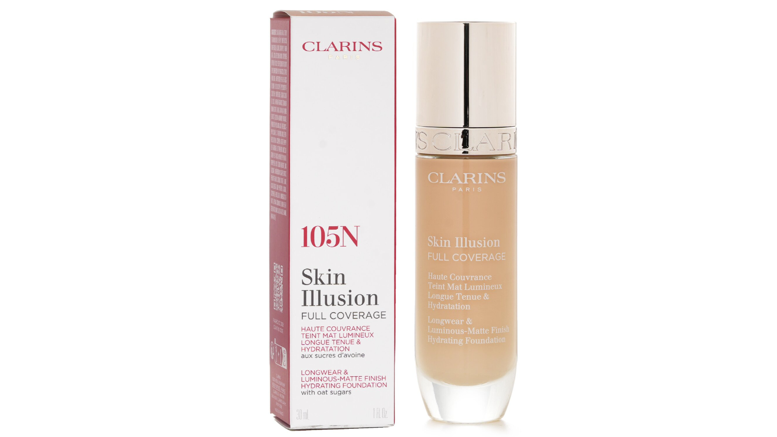 Clarins No. 105N Skin Illusion Full Coverage Foundation - 30ml