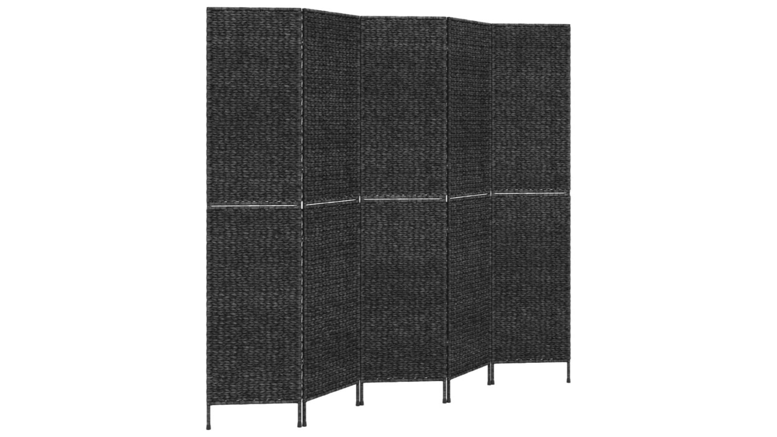 vidaXL 5-Panel Black Water Hyacinth 205 x 180cm Room Divider