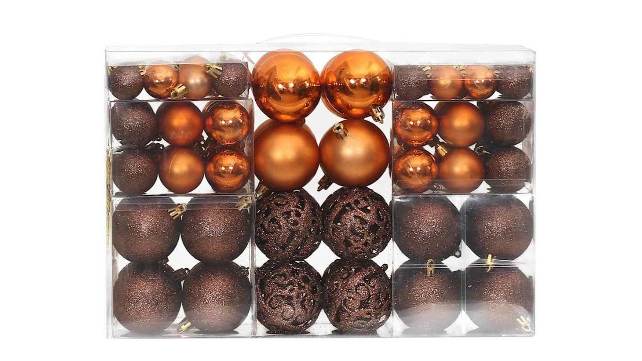 vidaXL 100 Piece Christmas Baubles - Brown