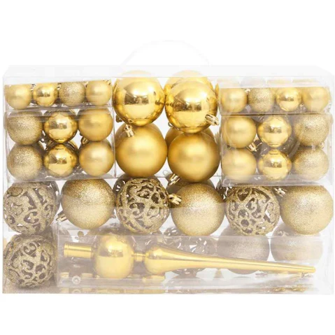 vidaXL 111 Piece Christmas Bauble Set - Gold Polystyrene