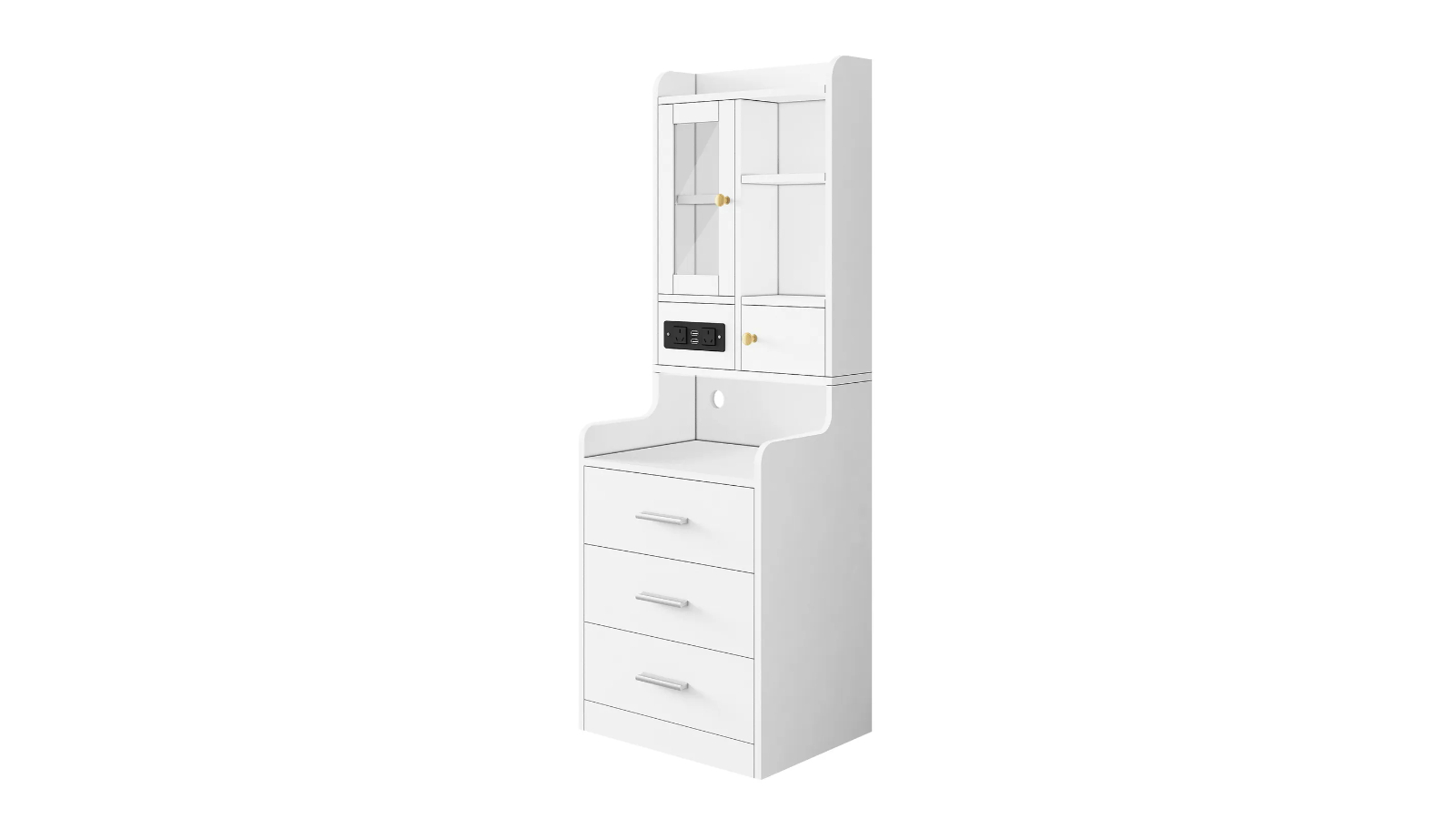 LUXSUITE Bedside Table with LED Lamp Charging Station and Storage Drawers
