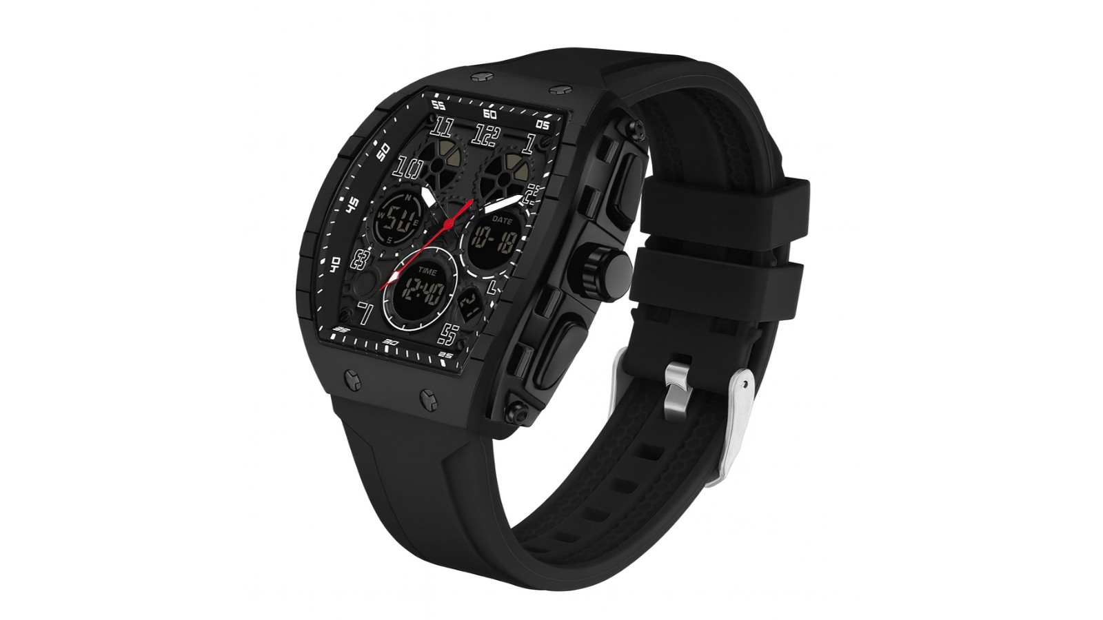 Kangaroo Fitness Silicone Digital Wristwatch with Multifunctional Feature - Black