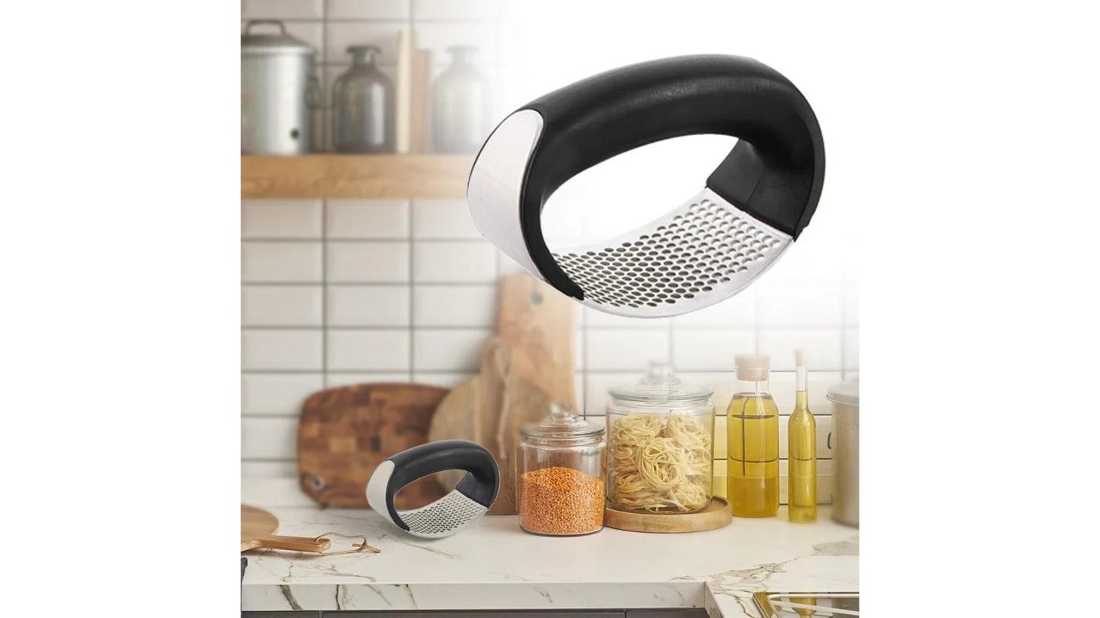 HOD Manual Stainless Steel Curved Garlic Mincing Presser Chopper