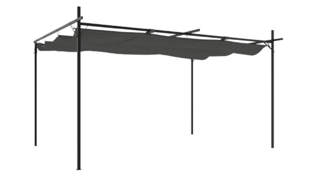 vidaXL Anthracite Pergola with Retractable Roof - 395 x 292 x 230cm