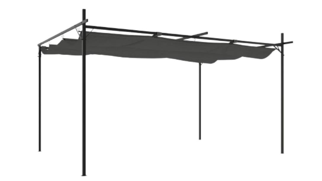 vidaXL Anthracite Pergola with Retractable Roof