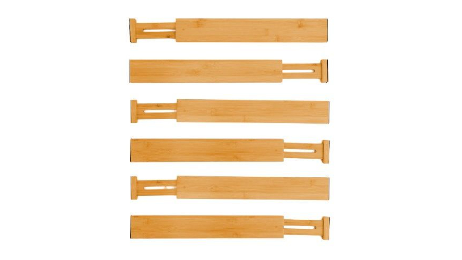 Carla Home Pack of 6 Bamboo Adjustable Kitchen Drawer Divider