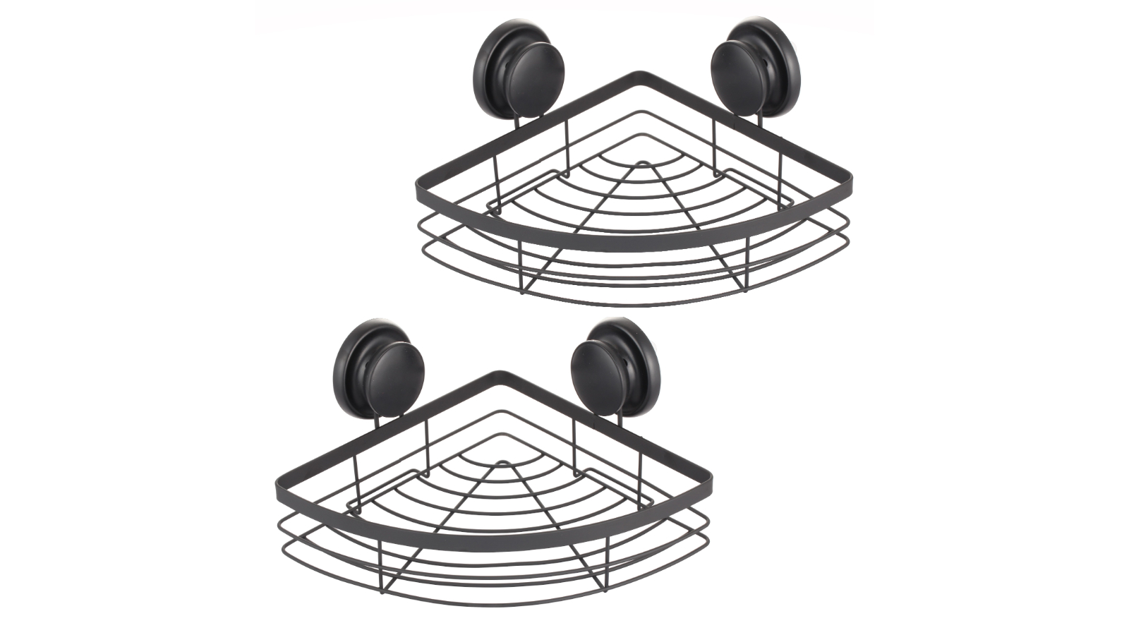 Carla Home Pack of 2 Round Corner Shower Caddy Rack with Premium Vacuum Suction Cup