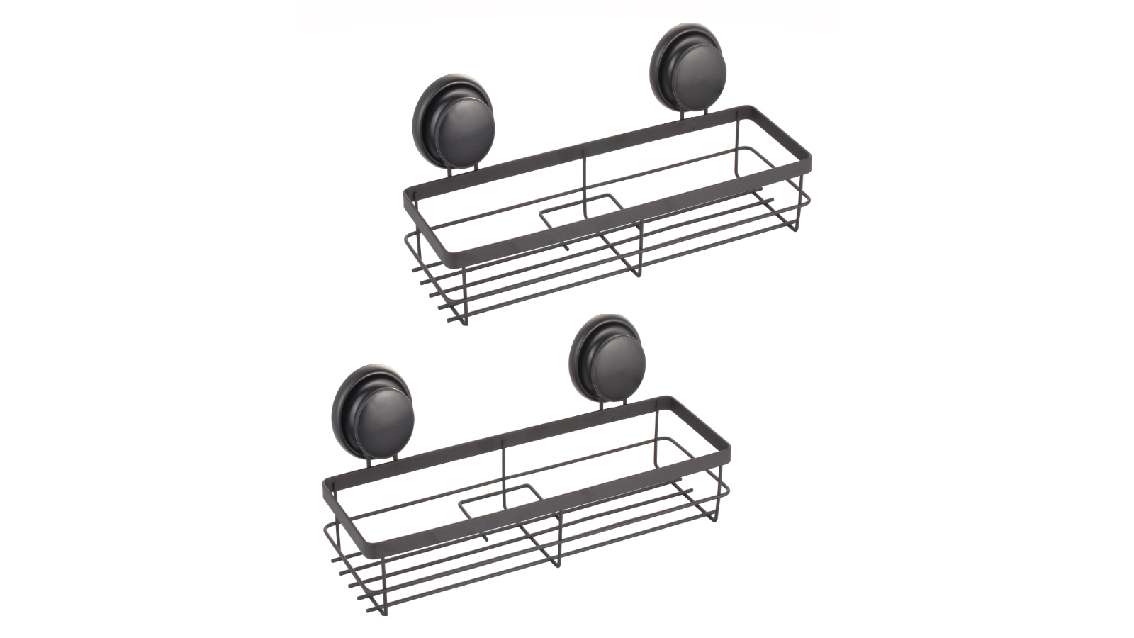 Carla Home Pack of 2 Rectangular Corner Shower Caddy Rack with Premium Vacuum Suction Cup