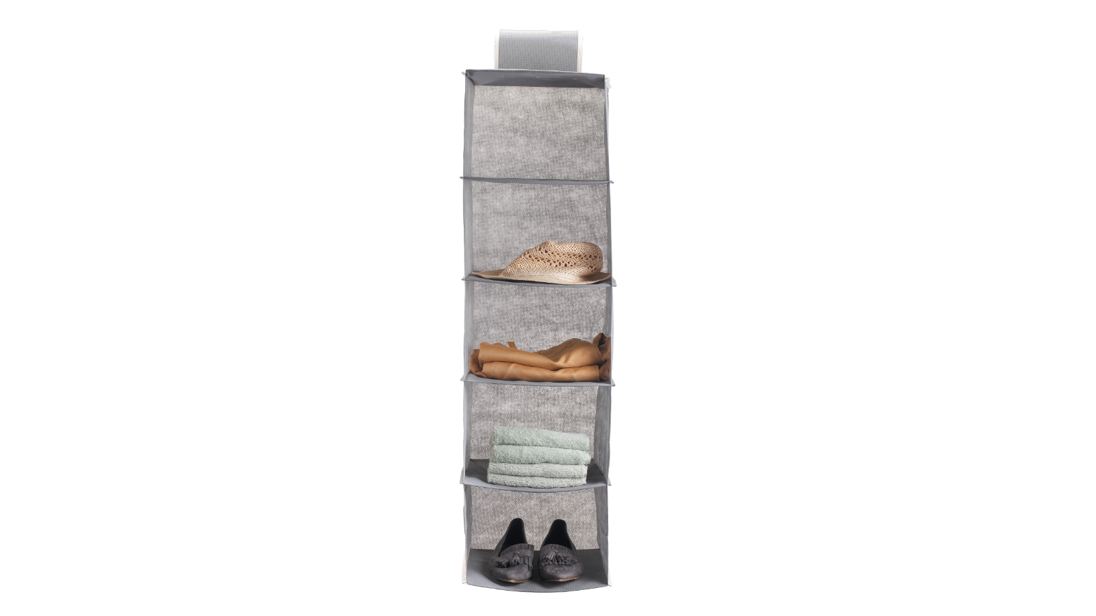 Carla Home 5-Tier Shelf Hanging Closet Organizer and Storage - Grey