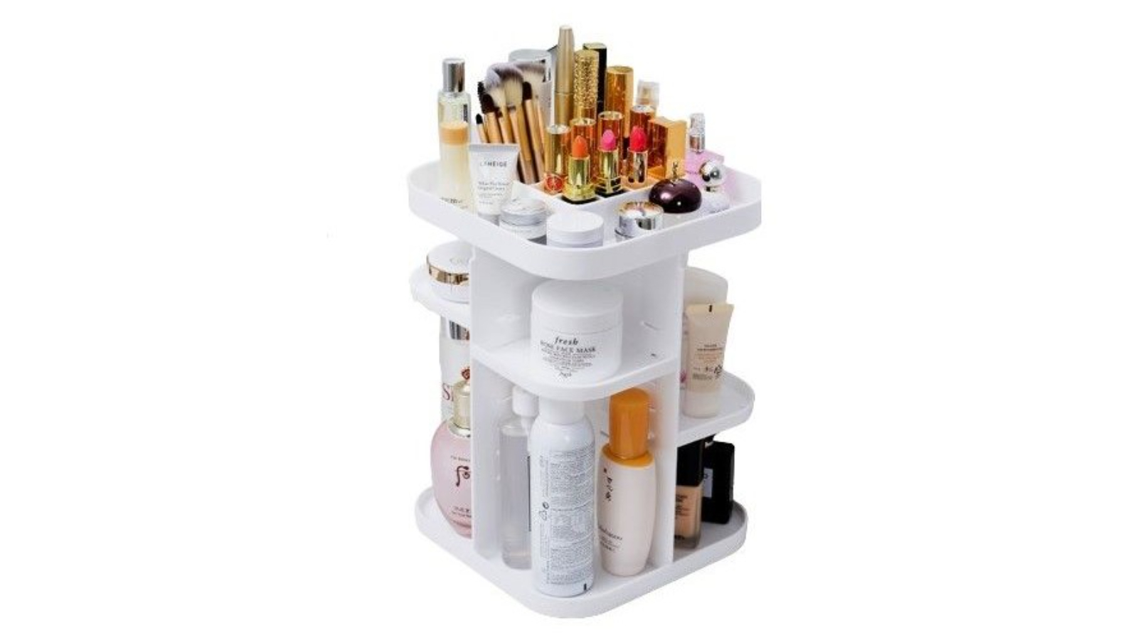 Carla Home Large Capacity 360 Rotating Makeup Organizer - White
