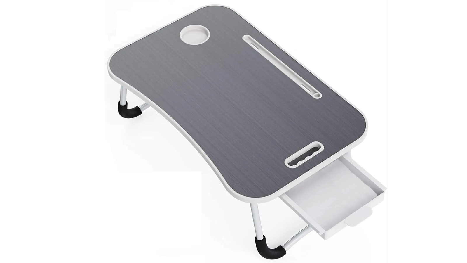 Carla Home Laptop Bed Desk with Storage and Foldable Leg - Dark Grey