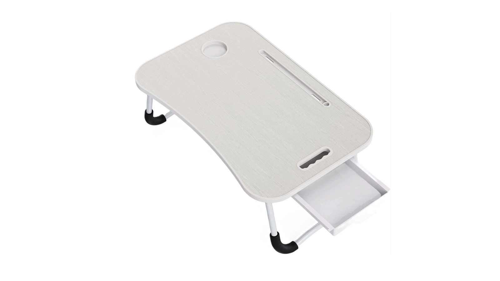 Carla Home Laptop Bed Desk with Storage and Foldable Leg - Light Grey