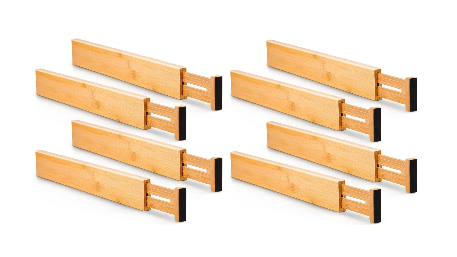 Carla Home Pack of 8 Large Bamboo Adjustable Kitchen Drawer Dividers