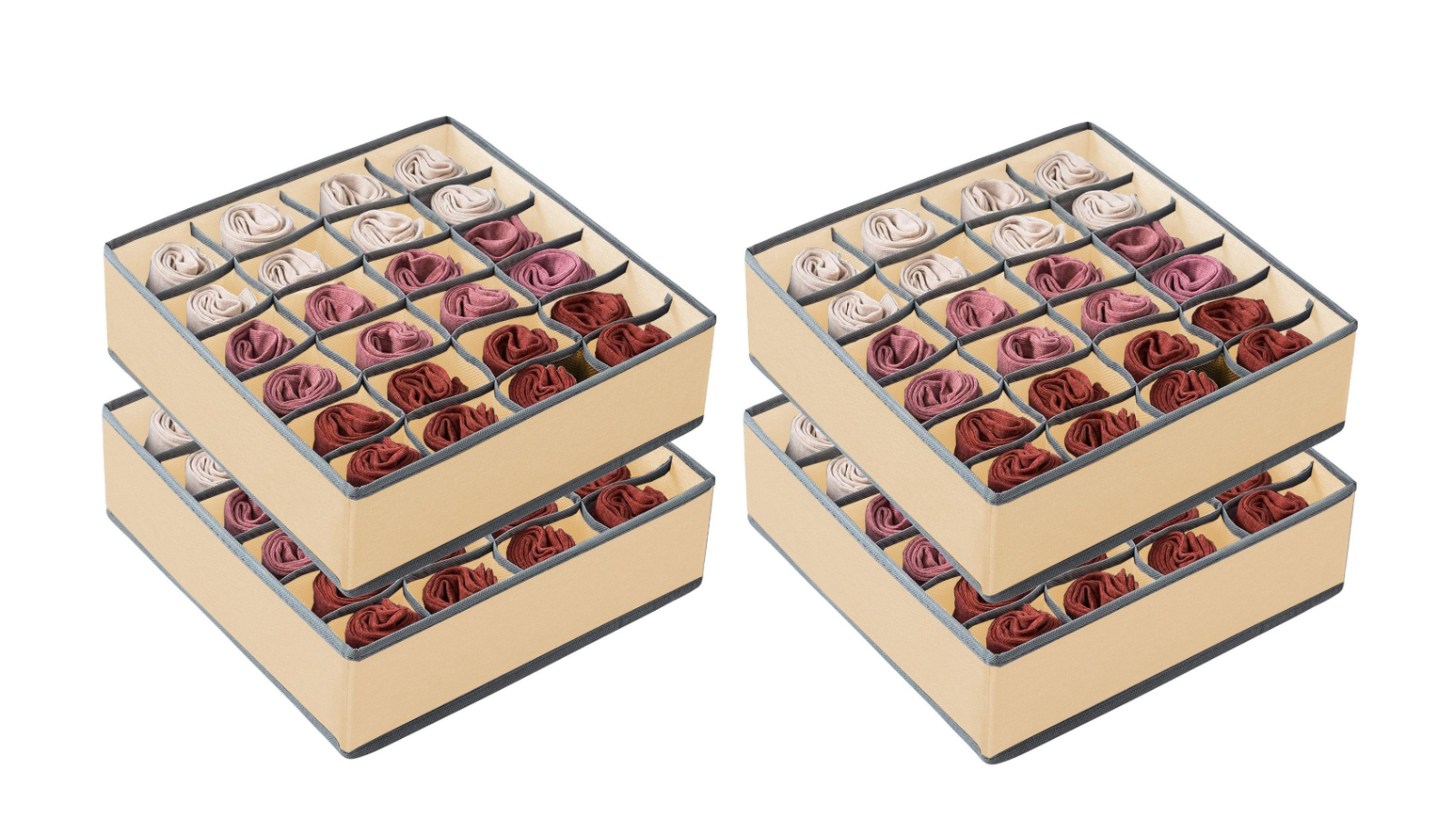 CARLA HOME Beige Fabric Drawer Organizer - Set of 4
