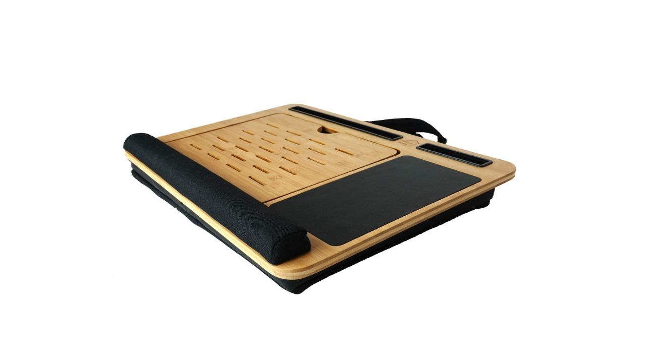 Carla Home Bamboo Laptop Lap Desk with Cushion and Sleeve Case Bag 