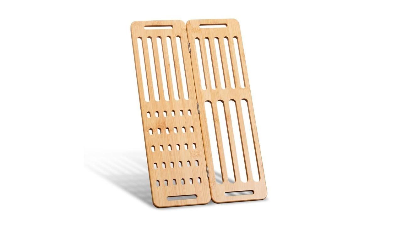 Carla Home Foldable Bamboo Dish Drying Rack