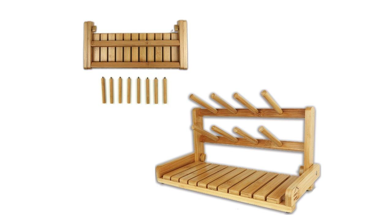 Carla Home Portable Bamboo Baby Bottle Drying Rack