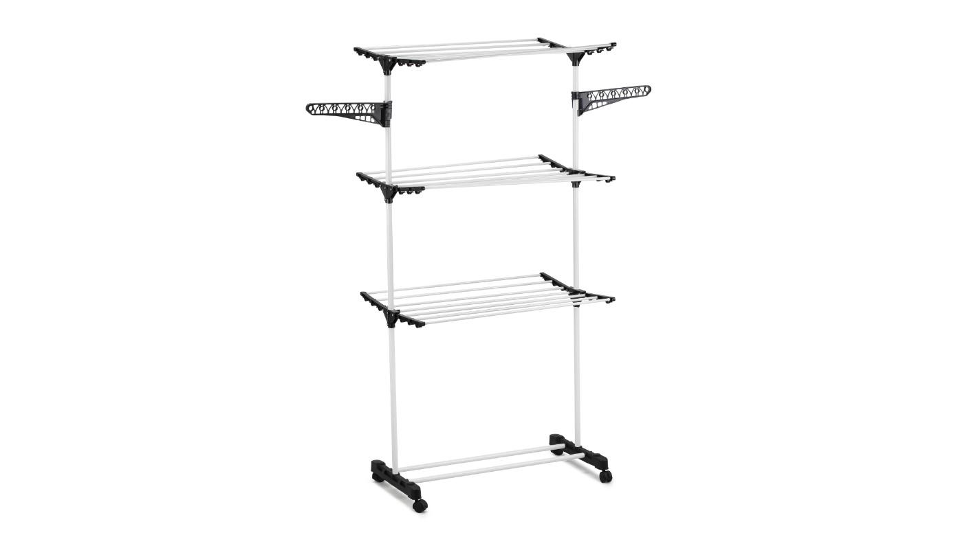 Carla Home Folding 3-Tier Clothes Laundry Drying Rack with Stainless Steel Tube