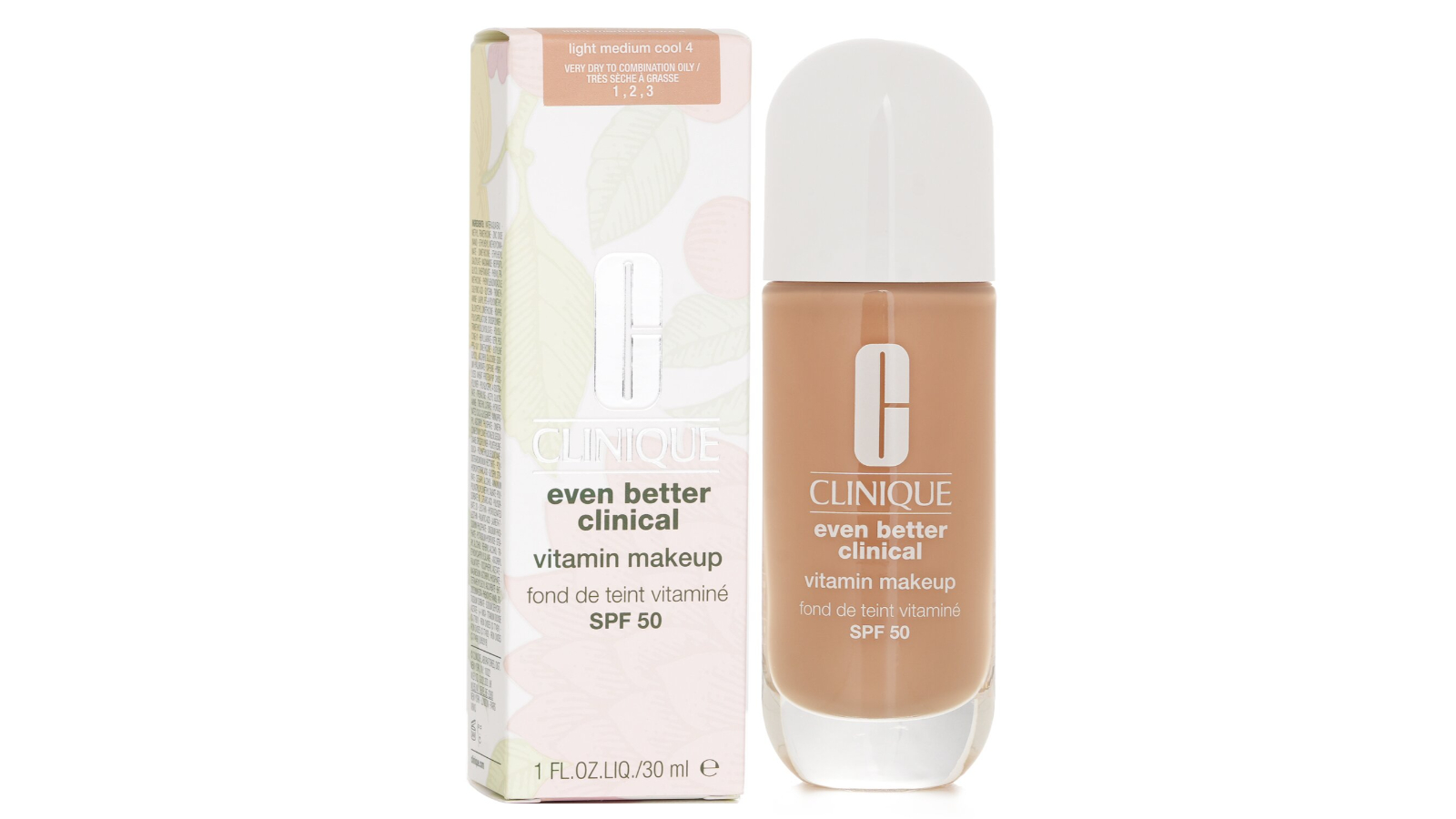 Clinique No. 4 Light Medium Cool SPF50 Even Better Clinical Vitamin Makeup Foundation - 30ml