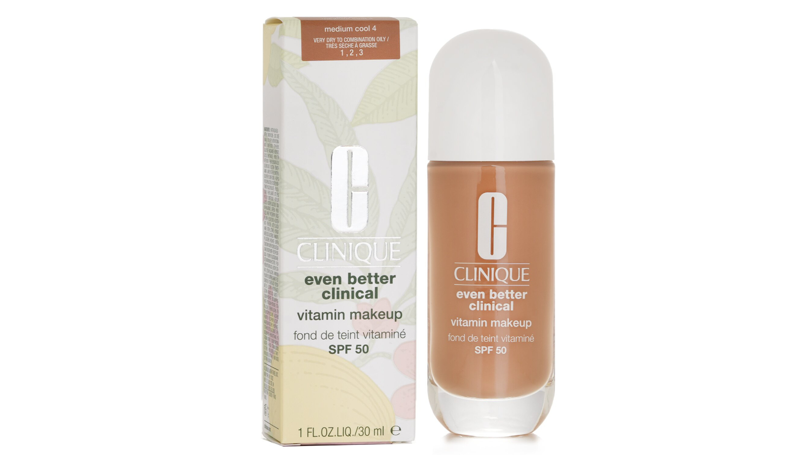 Clinique No. 4 Medium Cool SPF50 Even Better Clinical Vitamin Makeup Foundation - 30ml