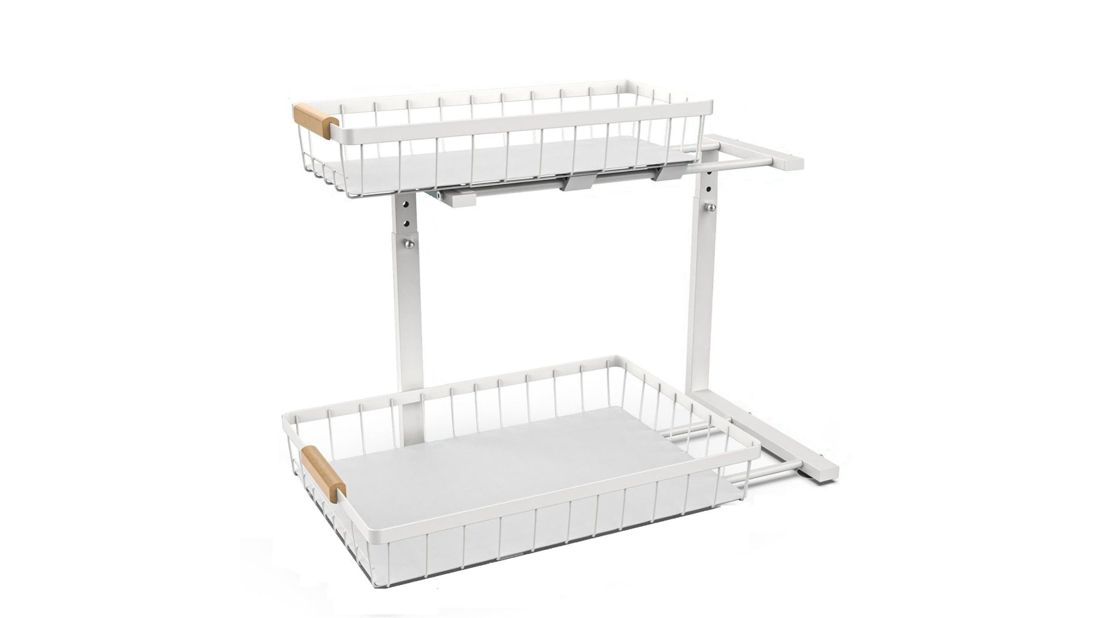 Carla Home 2-Tier Kitchen Storage Organiser with Unique Slide Rail and Suction Cup - White