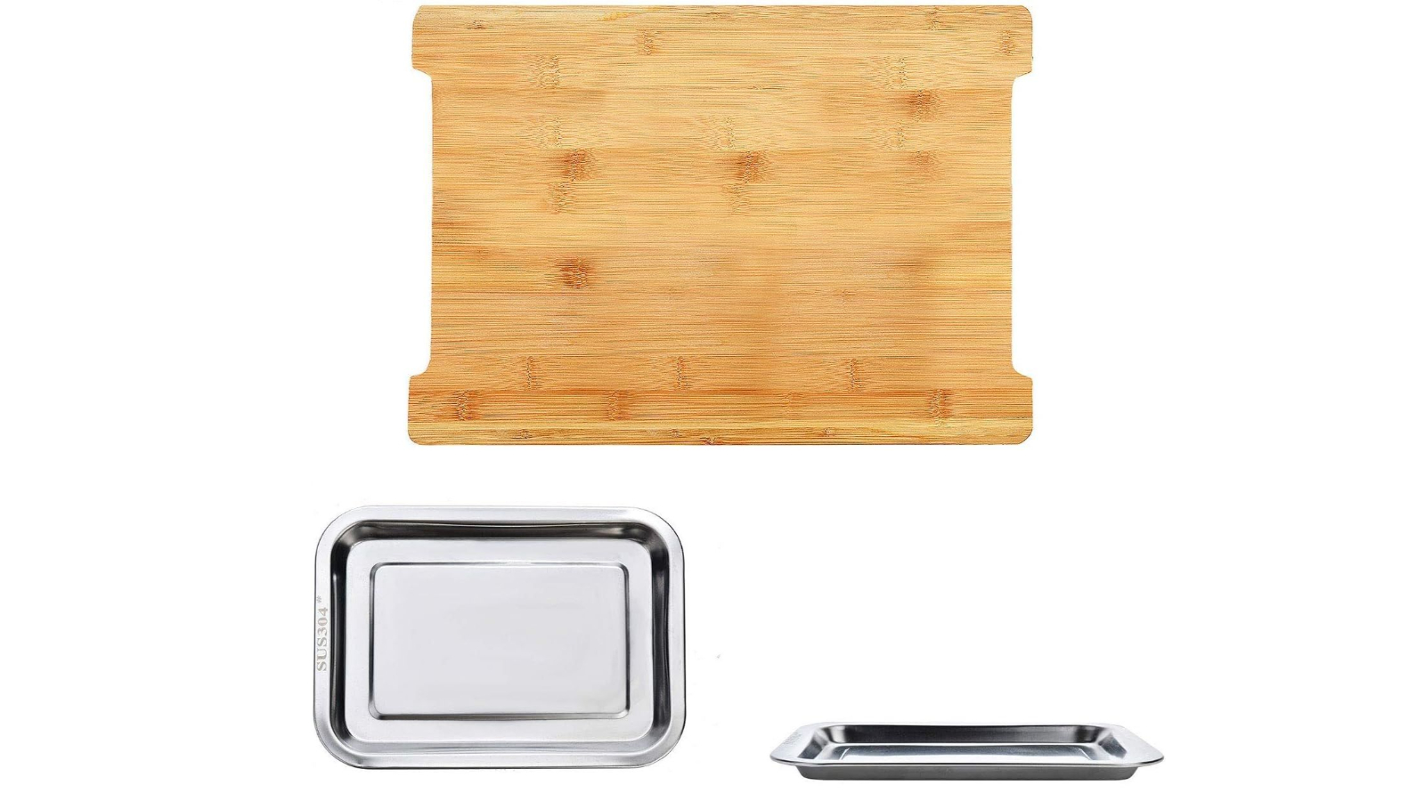 Carla Home Chopping Board with 2 Stainless Steel Tray 