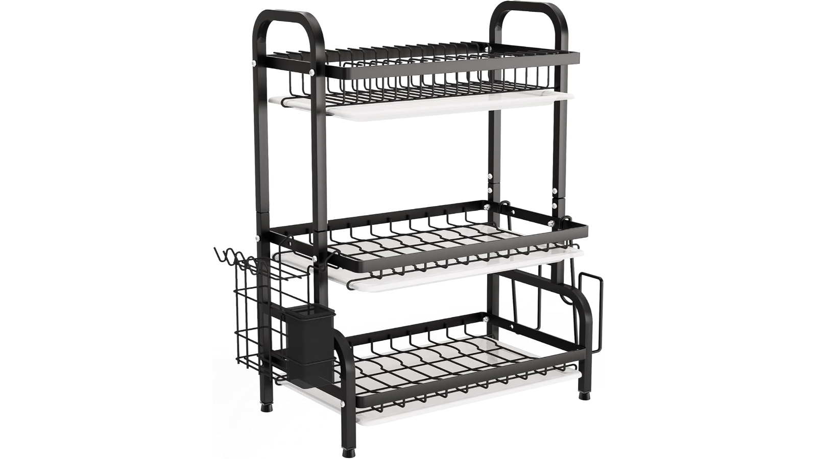 Carla Home 3-Tier Large Dish Drying Rack with Utensil and Cutting Board Holder