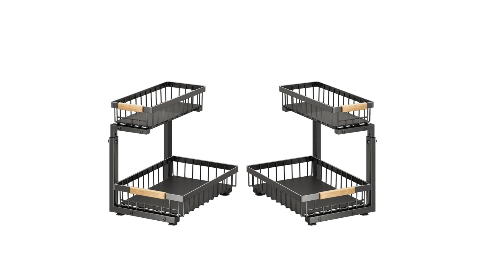 Carla Home 2 Piece 2-Tier Kitchen Storage Organiser with Unique Slide Rail and Suction Cup - Black
