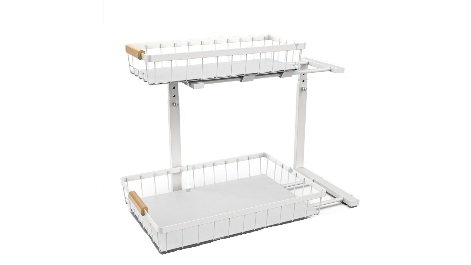 Carla Home 2 Piece 2-Tier Kitchen Storage Organiser with Unique Slide Rail and Suction Cup - White