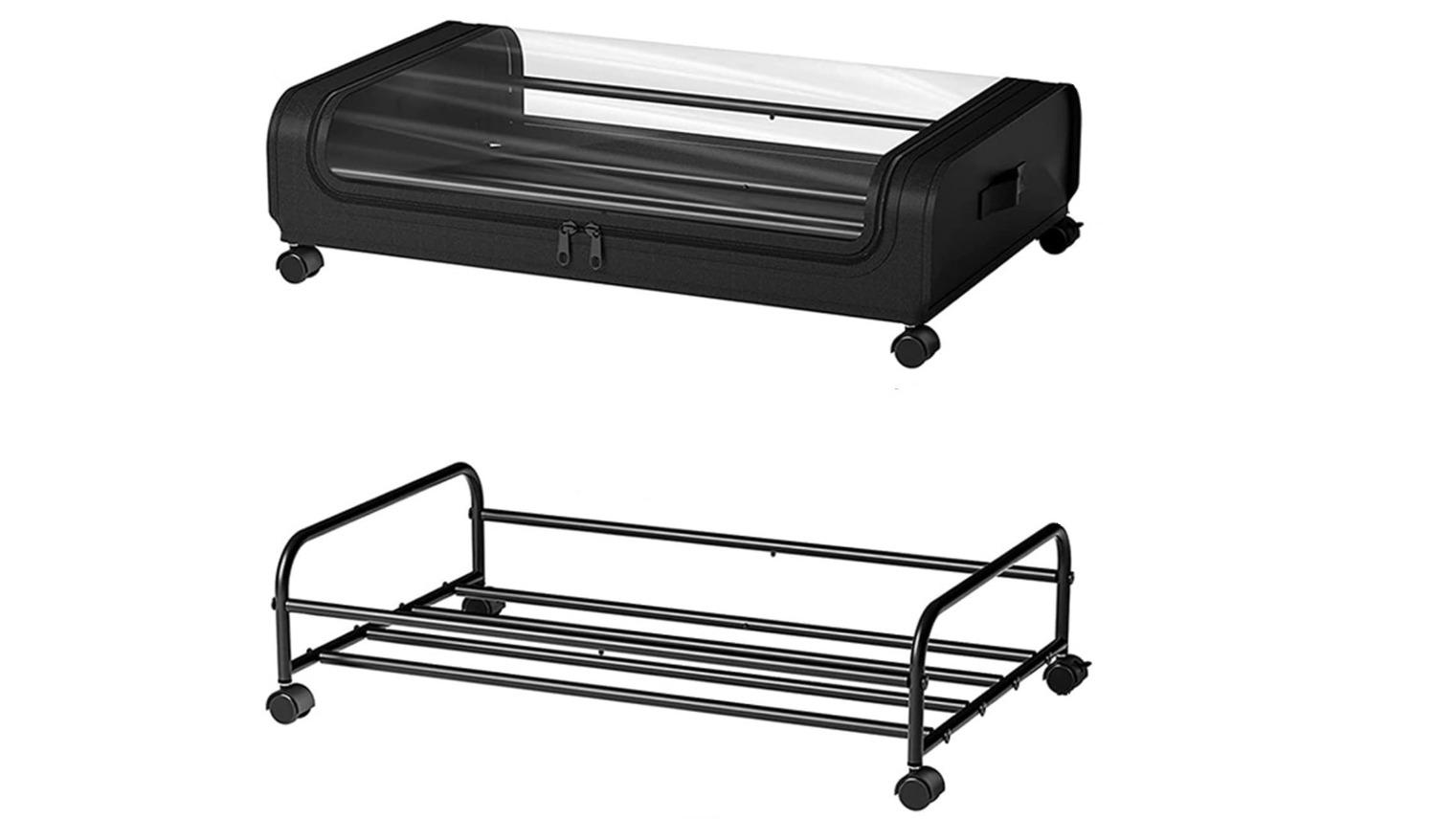 Carla Home Set of 2 XX-Large Rolling Storage Container with 50 Litre Capacity and Wheel - Black