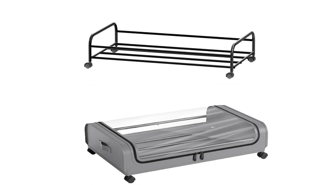 Carla Home Set of 2 XX-Large Rolling Storage Container with 50 Litre Capacity and Wheel - Grey