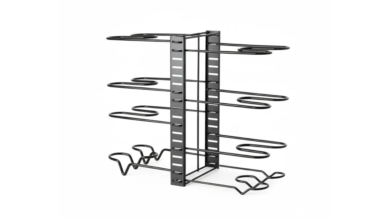 Carla Home 8-Tier Adjustable Pan Rack Pot Organizer