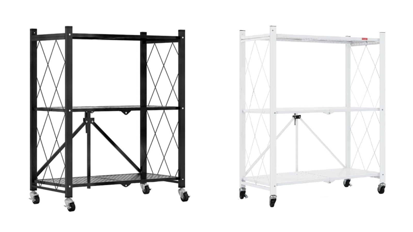 Carla Home 3-Tier Foldable Storage Shelf with Wheel for Kitchen