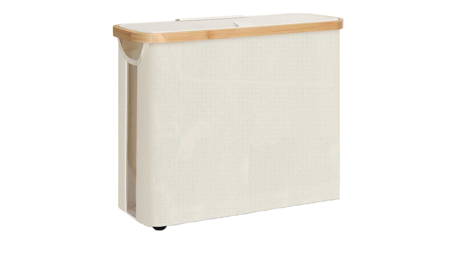Carla Home Toilet Paper Storage Basket with Bamboo Lid and Handle for RV Closet - White