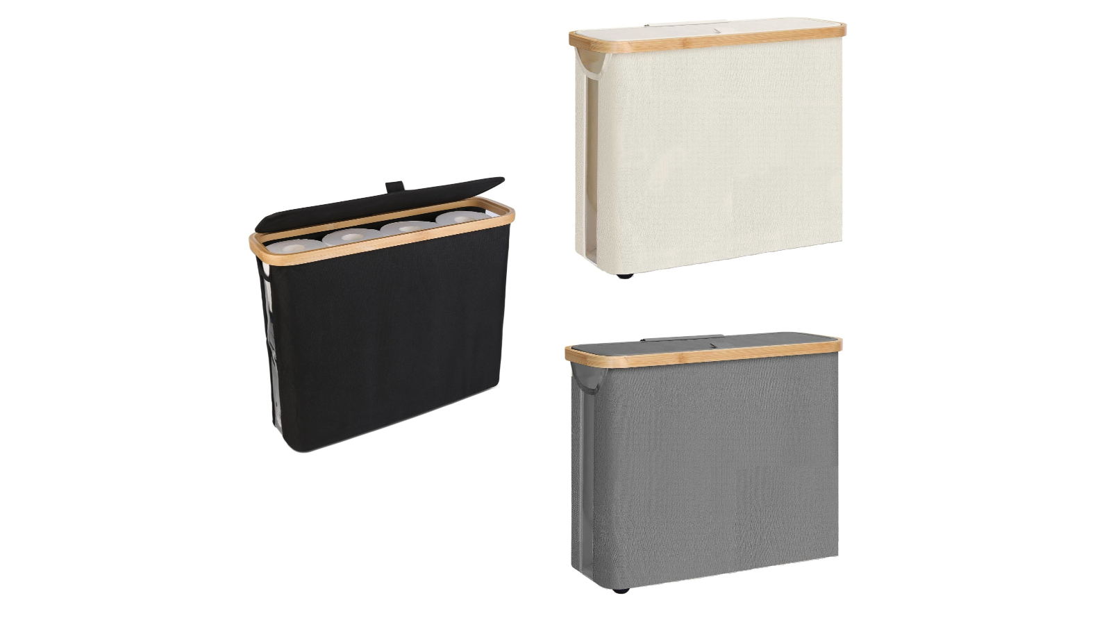 Carla Home Toilet Paper Storage Basket with Bamboo Lid and Handle for RV Closet