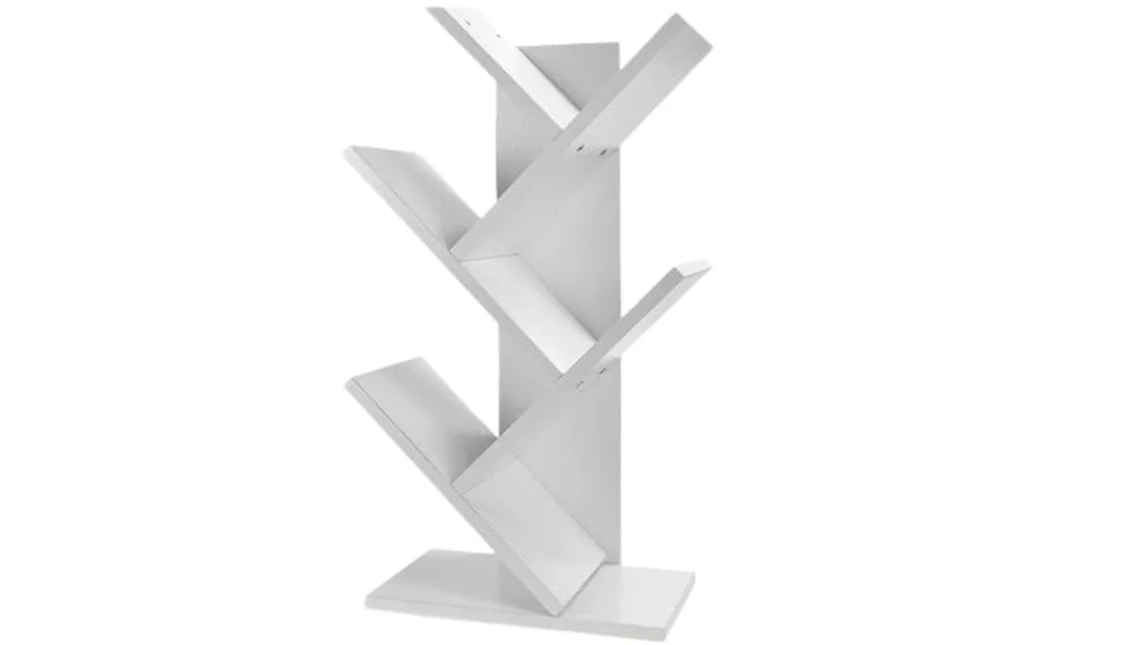 Carla Home 5-Tier Tree Black White Bookshelf Storage Rack - White